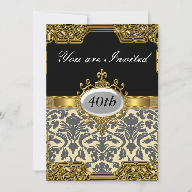Damask Birthday Party Glamour Hot Invitation (Front)