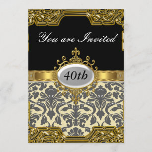 Damask Birthday Party Glamour Hot Invitation