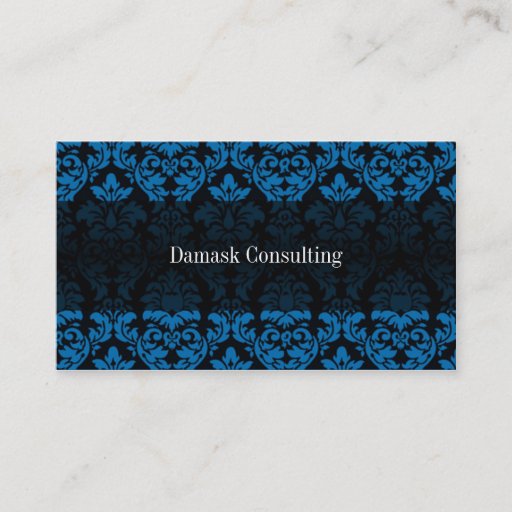 Customizable Damask Biz Card (Blue) Business Card Template