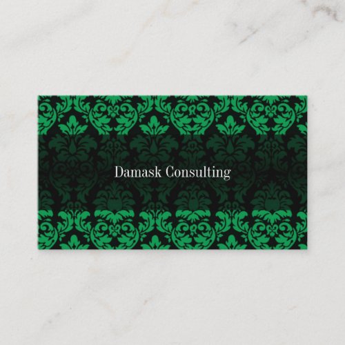 Damask Biz Card (Green) Business Cards