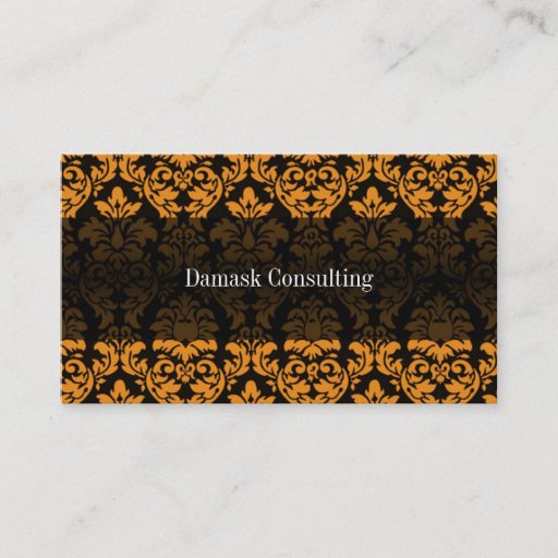 Customizable Damask Biz Card (Orange) Business Cards