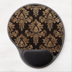 Damask Black and Gold Gel Mouse Pad