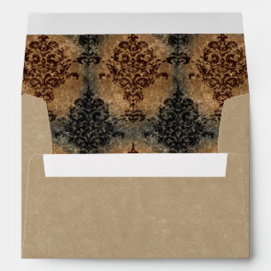Damask Black and Rust on Tan Gray Envelope
