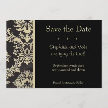 Damask Black And Tan Save The Date by cami7669 at Zazzle