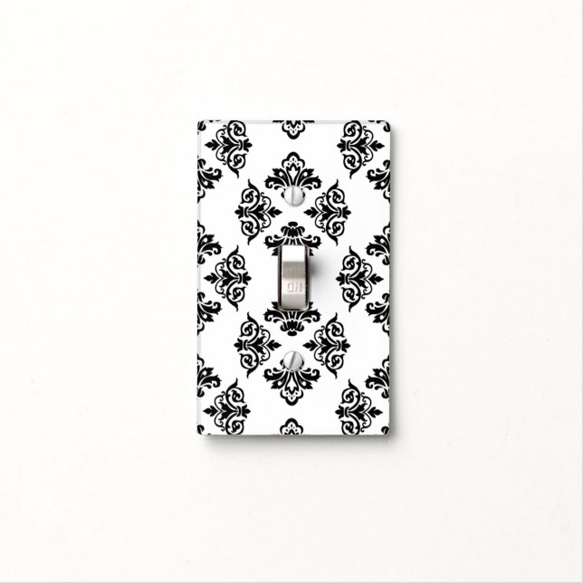 Damask Black and White Lightswitch Cover (In Situ)