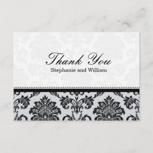 Damask Black and White Wedding Thank You Card