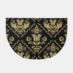Damask Black Gold: Classic Ornament. Doormat