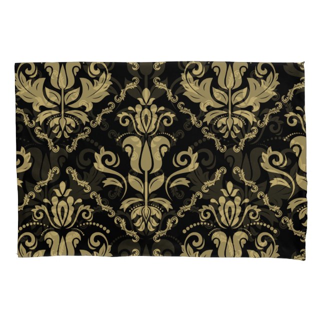 Damask Black Gold: Classic Ornament. Pillow Case (Front)