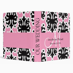 Damask Black Pink Wedding Planner Binders