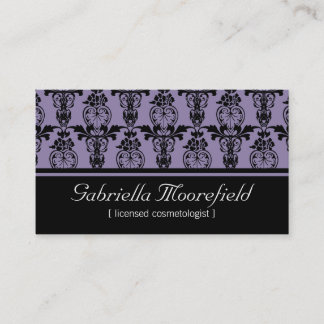 Damask Black Purple Cosmetologist Business Cards