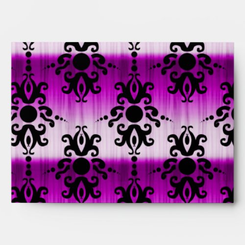 Damask Black  Purple Tie Dye Envelope