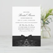 Damask Black & White Bow Bridal Shower Invite (Standing Front)