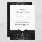 Damask Black & White Bow Bridal Shower Invite (Front/Back)