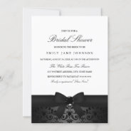 Damask Black & White Bow Bridal Shower Invite at Zazzle