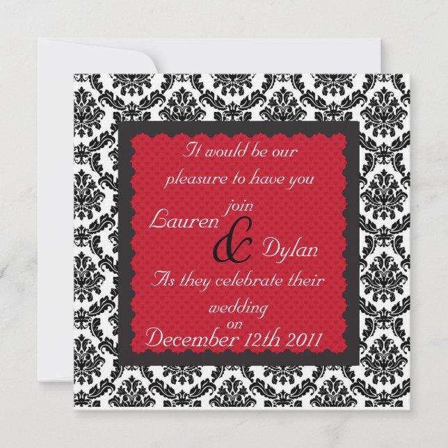 Damask  Black  & White Formal Wedding /Invitation Invitation (Front)