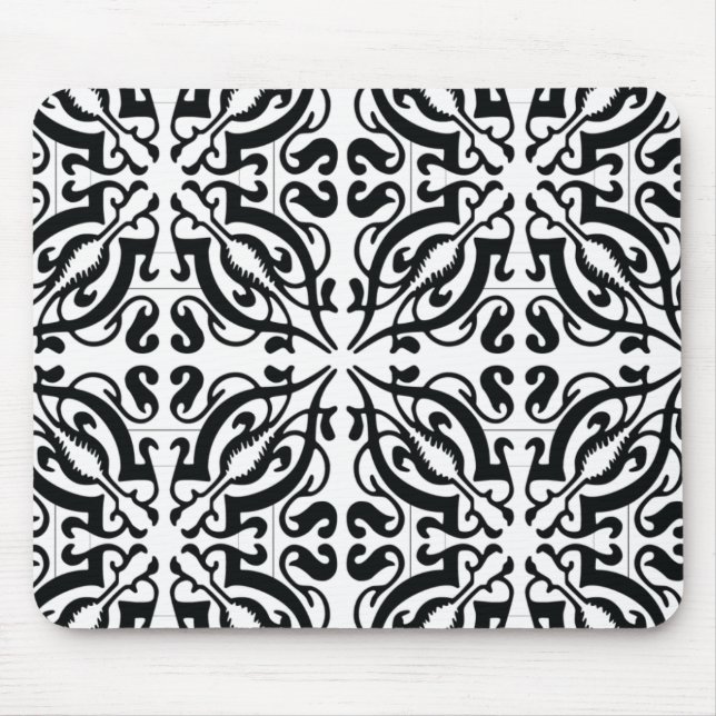 DAMASK - Black & white Mouse Pad (Front)