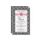 Damask black white, pink rose Wedding Menu