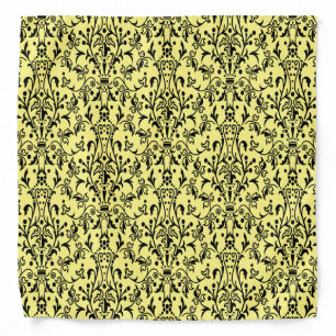 Damask Black & Yellow Bandana