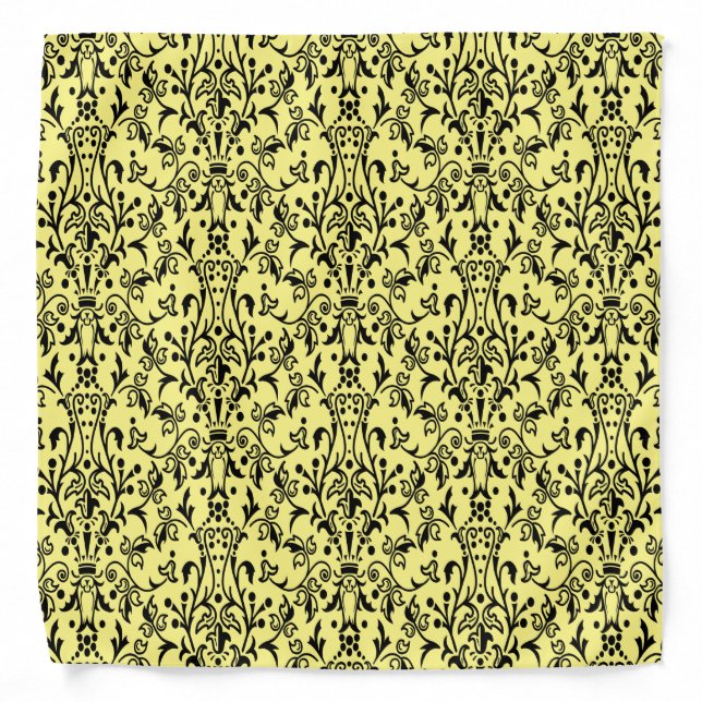 Damask Black & Yellow Bandana (Front)
