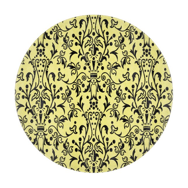 Damask Black & Yellow Cutting Board (Front)