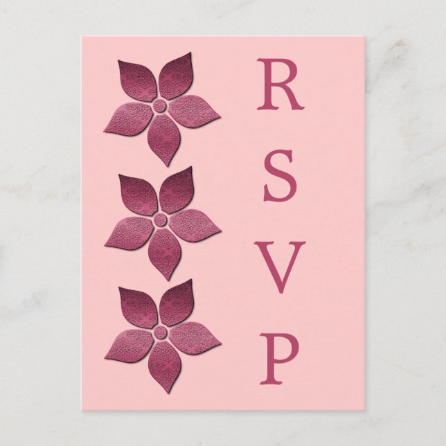 Damask Blooms RSVP Postcard, Fuchsia Invitation Postcard (Front)