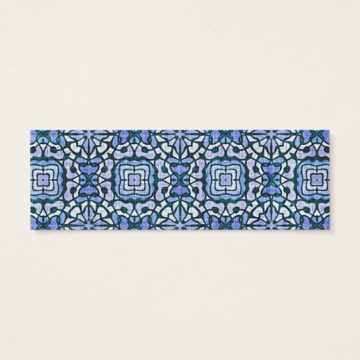 Customizable Damask Blue and White Intricate Decorative Pattern Business Card Template