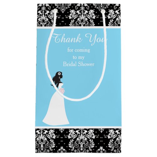 Damask Blue Bride Bridal Shower Thank You Small Gift Bag