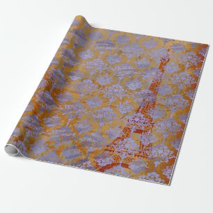 Damask Blue Cobalt Old Paris Rose Gold Royal Wrapping Paper