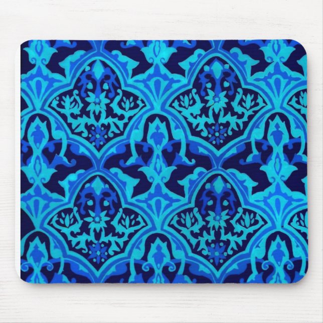 Damask blue mouse pad (Front)