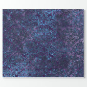 Damask Blue Navy Black  Royal Purple Velvet Wrapping Paper (Flat)