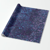Damask Blue Navy Black  Royal Purple Velvet Wrapping Paper (Unrolled)