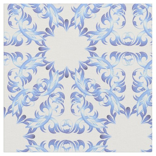 damask blue pattern fabric