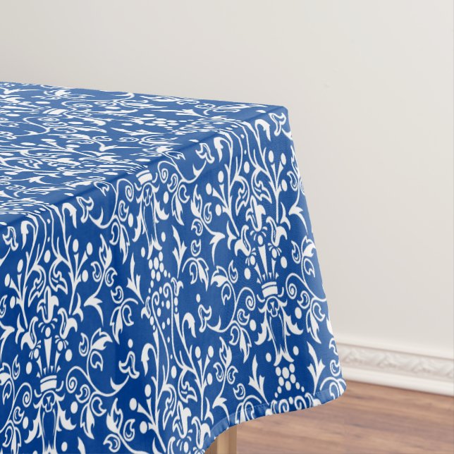 Damask Blue & White Tablecloth (In Situ)