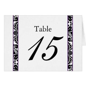 damask border elegant purple table seating card