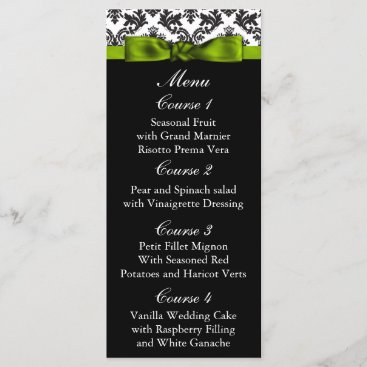 damask border green Wedding menu