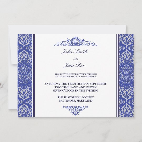 Damask Border Invitation in Royal Blue | Zazzle.com