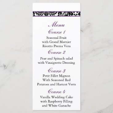 damask border purple Wedding menu