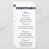damask border purple Wedding menu (Front/Back)