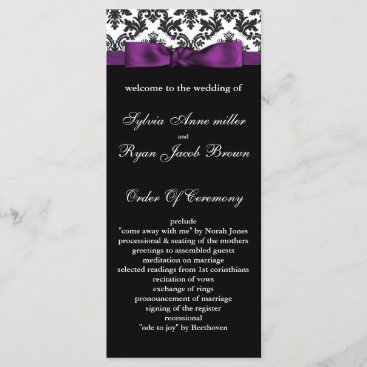 damask border purple Wedding program