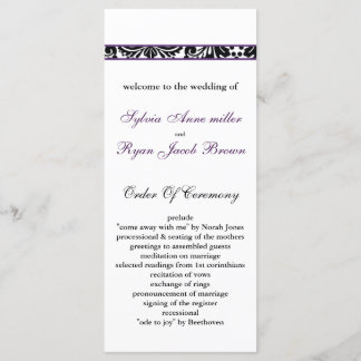 damask border purple Wedding program