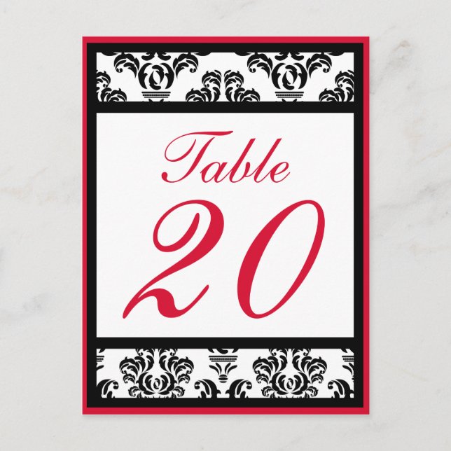 Damask Border Table Numbers (Black / Red / White) (Front)