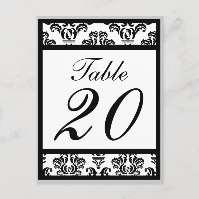 Damask Border Table Numbers (Black/Silver/White) (Front)