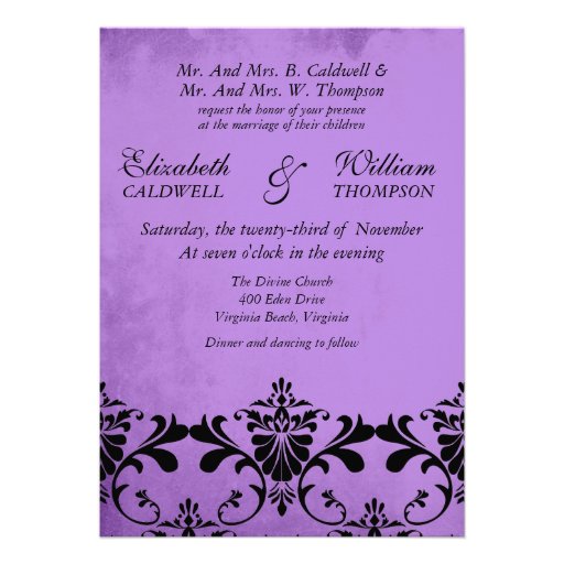 Damask Border Wedding Invitation | Zazzle