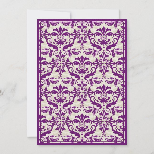 Damask Border with Double Frame (Plum & Beige) Invitation (Front)
