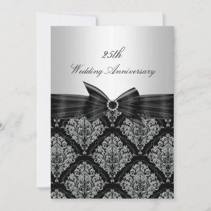 Damask & Bow 25th Wedding Anniversary Invite