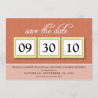 Damask Box Trio 5x7 Save the Date (tangerine)