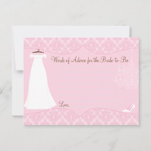 Damask Bridal Shower Advice card for the Bride