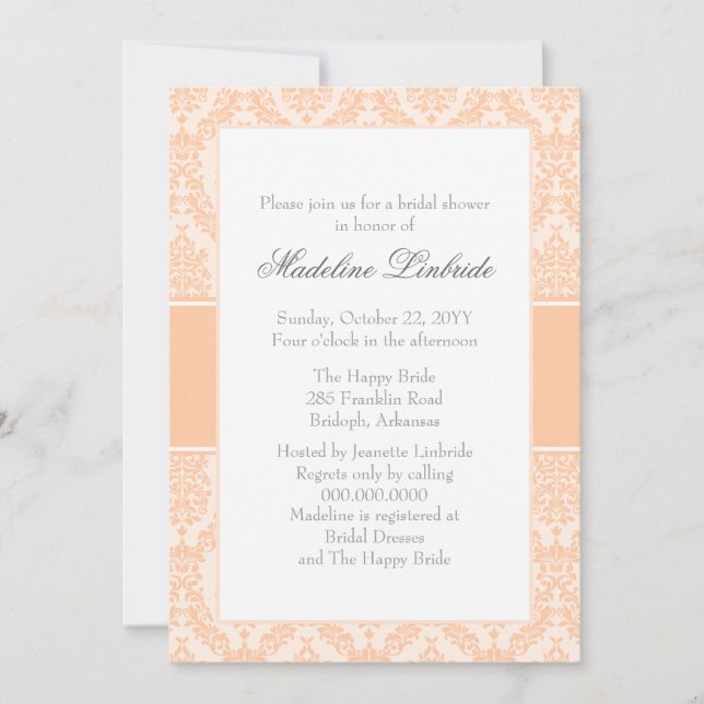 Damask Bridal Shower Invitation (Front)