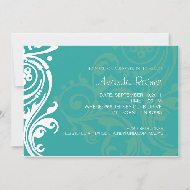 Damask Bridal Shower Invitation (Front)