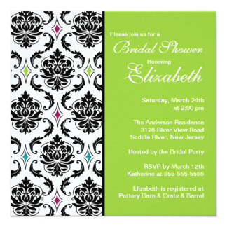 Lime Green And Black Wedding Invitations 7